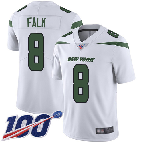 New York Jets Limited White Youth Luke Falk Road Jersey NFL Football #8 100th Season Vapor Untouchable